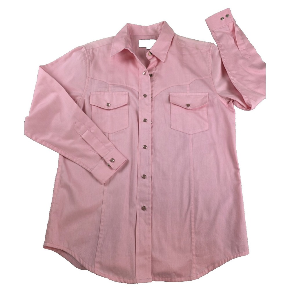 Western Express Pearl Snap Shirt Mens‎ Sz L Pink Cowboy (101)